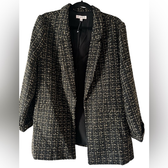 NANETT LEOPORE GOLD BLAC METALLIC THREAD BLAZER - Picture 1 of 7